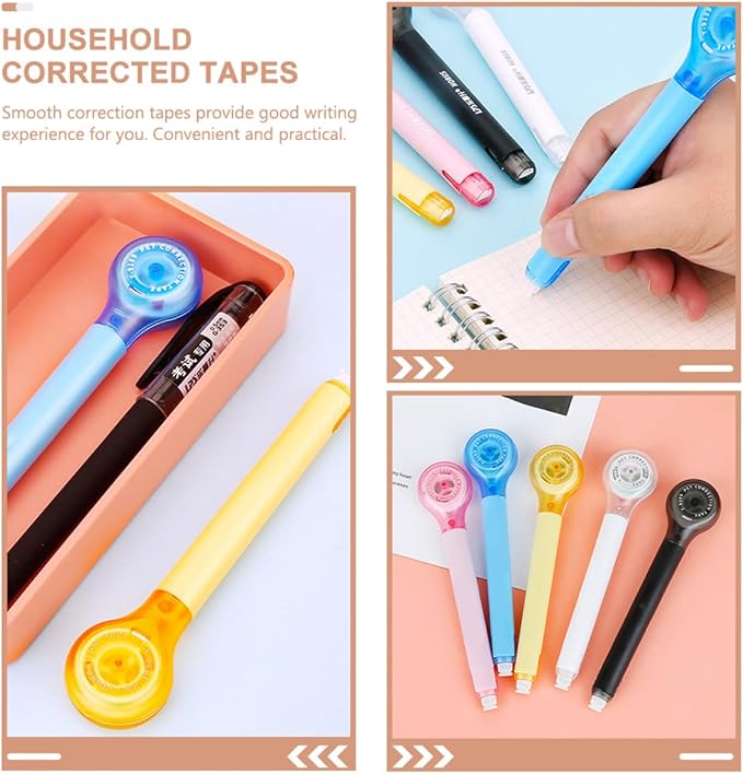 5pcs Mini Correction Tape Pens for Students, Instant Dry Correction Tape, School Supplies for Writing and Studying Random Color