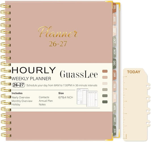 2026-2027 Academic Planner, Weekly & Monthly Appointment Book from Jul. 2026 - Jun. 2027, Work & Life Daily Hourly Planner with Time Slots, A5 Agenda Organizer for Home School Office, Pink, 8.4"x 6.1"