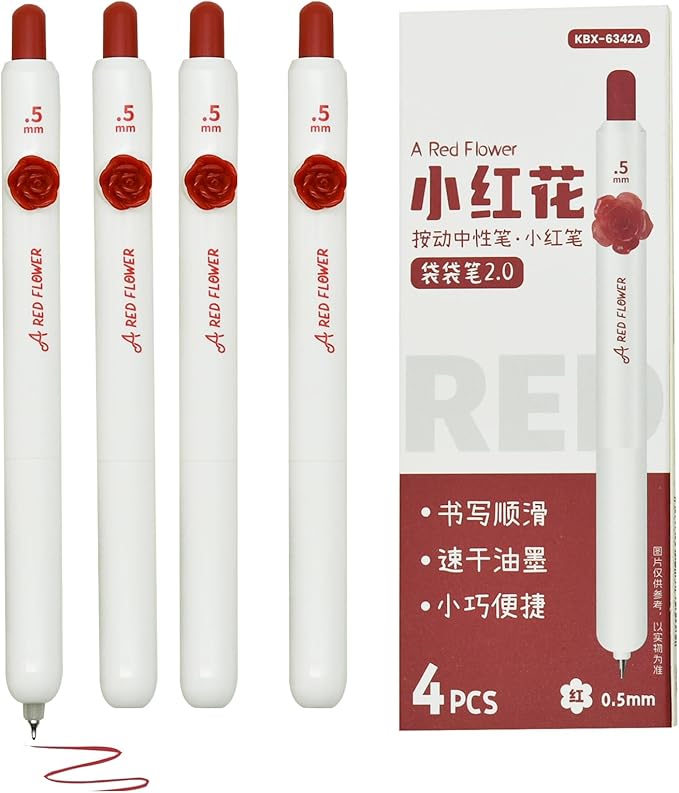 8 Pcs Red Ink Pens for Teachers Rose Clip Pen Inspirational Marking Pens Fine Point,Smooth Ink Pens Red Pen Bulk for Checking At School Office