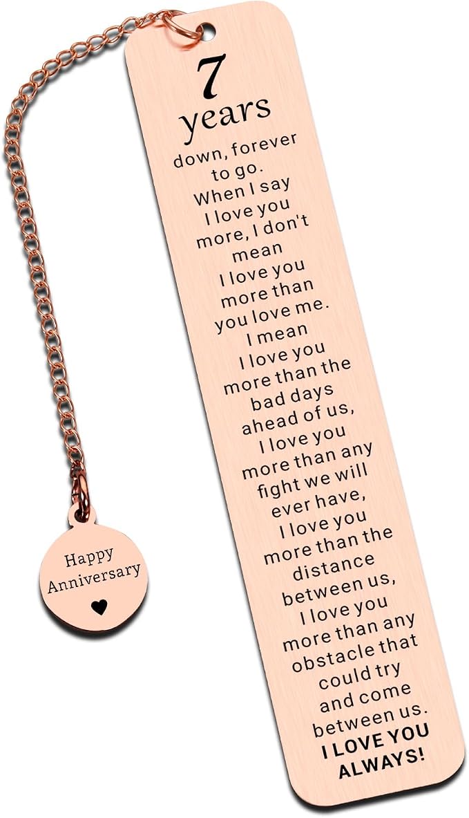 7 Years 7th Anniversary Copper Gifts for Him Her Men Women Couple 7th Copper Anniversary Wedding Gifts for Her Wife Girlfriend Husband Anniversarys Coppers Christmas Valentine Gift Bookmark for Women