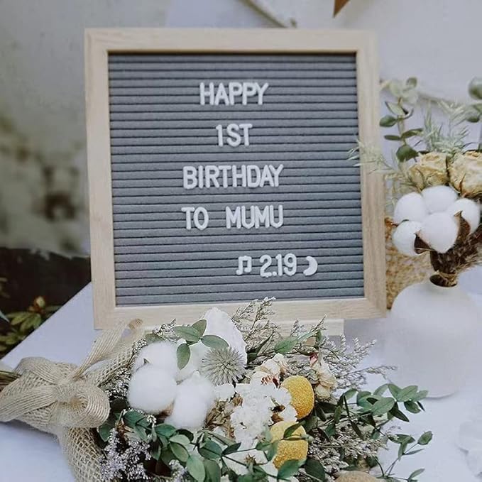 Felt Letter Message Board 340 Letters,Letter Board Sign with Stand, 10X10 Inch for Baby & Pregnancy Announcement Sign,for Party Home Decor