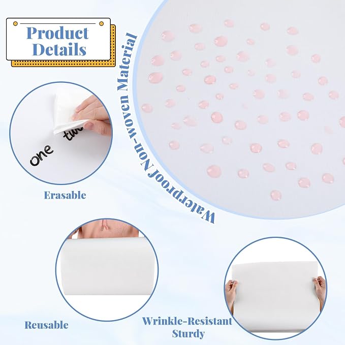 White Bulletin Board Roll Reusable Waterproof Erasable White Non-Woven Fabric Bulletin Board Roll Wrinkle Resistant Background Poster for Home School Classroom Decor Wrapping DIY Crafts 15.7" x 20ft