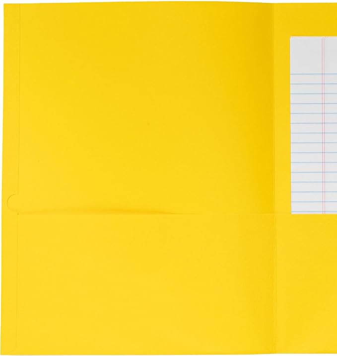 School Smart Extra-Large Folders with Pockets, 9 x 12 Inches, Yellow, Pack of 25