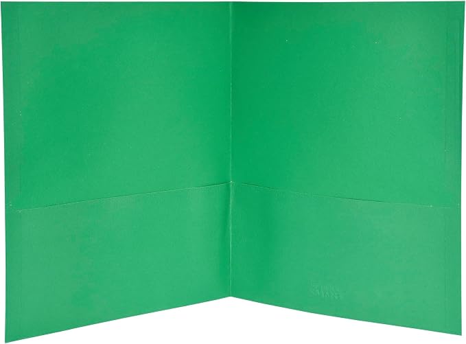 School Smart Extra-Large Folders with Pockets, 9 x 12 Inches, Green, Pack of 25