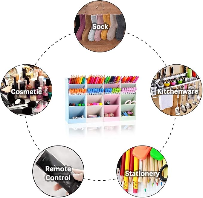 SITAKE Pen Pencil Holder Organizer, 4 Colors Marker Organizer and Storage, Big Desk Organizers and Accessories, Cute Kawaii Stationary for Kids, Girls, Officer and School Supplier (4 Colors BIG)