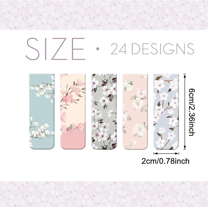 Dianelhall 48 Pcs Magnetic Bookmarks for Women Floral Book Markers Women's Day Gifts Flower Bookmark Assorted Book Magnets Page Markers Clip Bookmarks for Books Lovers Students Teachers Reading
