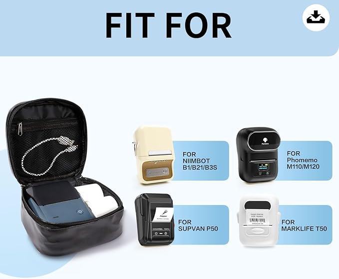LMASBLTER Case Compatible with B1/B21/B3S/M110/M120/P50/T50M Label Maker Printers, Labeler Storage Portable Carrying Bag Holder for Printer, Refill Labels, USB Cables (Case Only-Black)