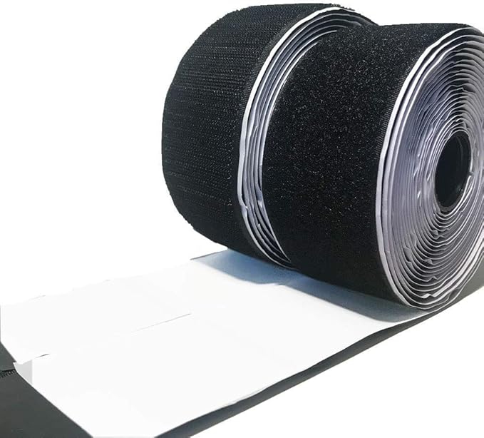 LLPT Hook and Loop Tape 2 Inch x 23 Feet Each Roll Heavy Duty Adhesive Industrial Strength Hook Loop Strip Mounting Tape Indoor and Outdoor Color Black (HTB230)
