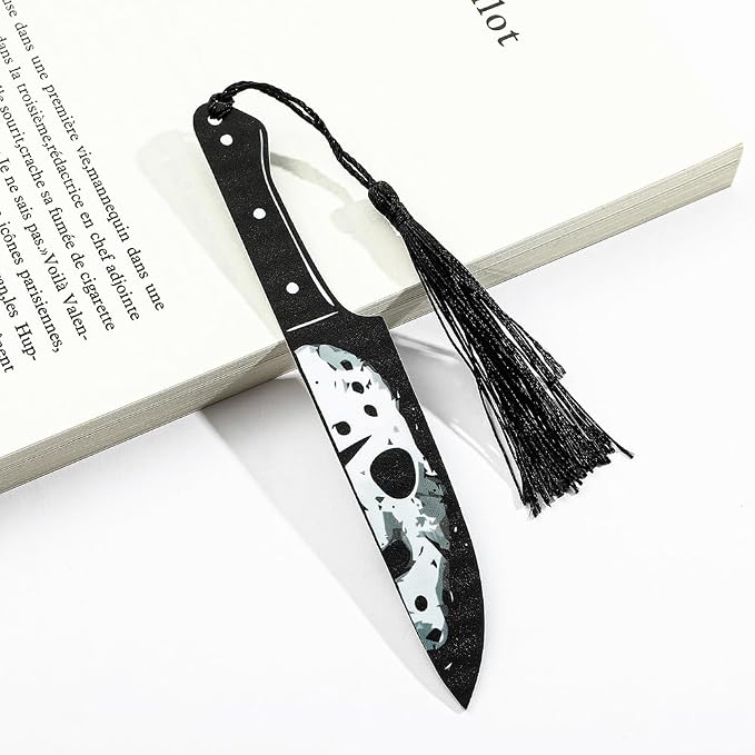 3Pcs Horror Movie Series Bookmarks, Featured Characters Halloween Themed Dagger Acrylic Bookmarks for Book Fans, Writers, Scholars, Bookworms, Friends (3Pcs Dagger Mask)