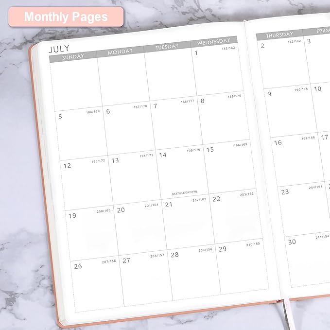 Planner 2026-2027 - JUL 2026 - JUN 2027, Planner 8.5" x 11", 2026-2027 planner Weekly and Monthly, Academic Calendar, Leather Cover planners with Thick Paper, Back Pocket with Notes Pages - Rose Gold