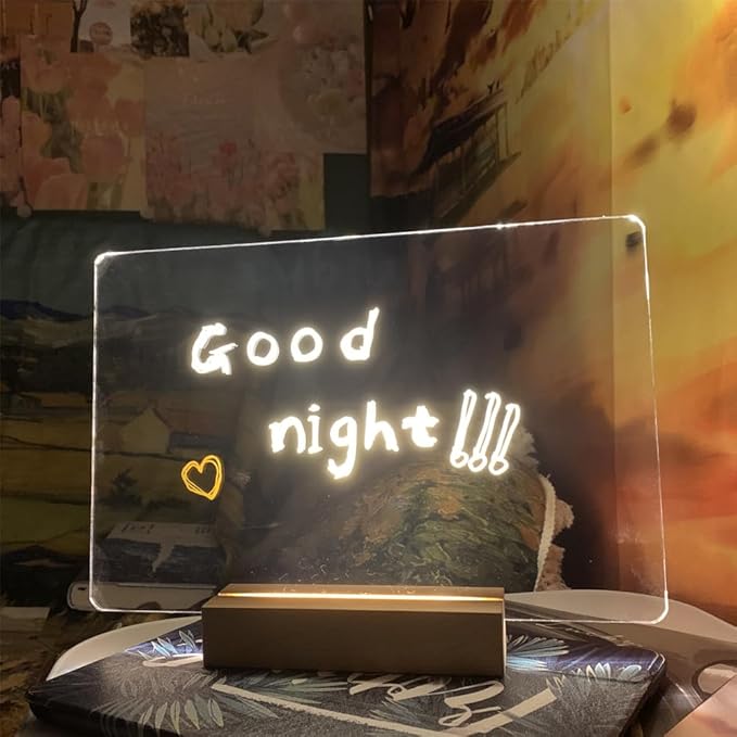 Led Note Board with Colors, 11.8 * 7.87" Acrylic Dry Erase boardX2，magicboard Where Creativity Lights up, Planning Life, Show Personal Creative Ideas of The led Drawing Board (2 Pack White+Orange)