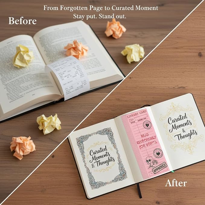 Library Card Bookmark 100PCS Bulk Bookmarks – Funny Reading Bookmarks for Romance Readers, Vintage Retro Book Club Bookmarks, Aesthetic Paper Bookmarks for Book Lovers, Cardstock Bookmark Set