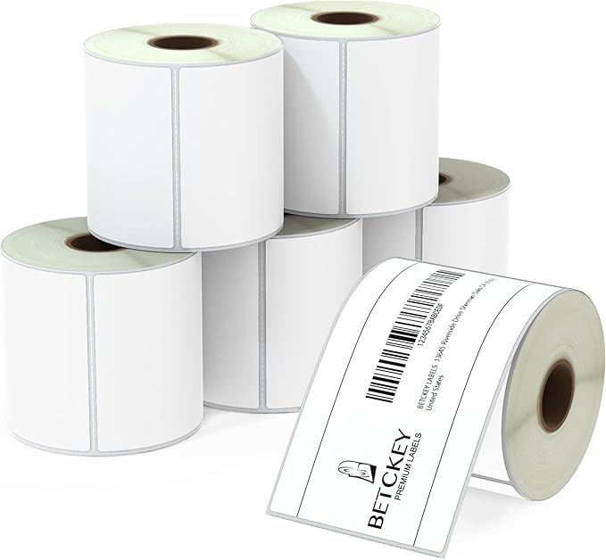 BETCKEY - 3" x 5" Multipurpose & Large Shipping Labels Compatible with Zebra & Rollo Label Printer,Premium Adhesive & Perforated[6 Rolls, 2100 Labels]