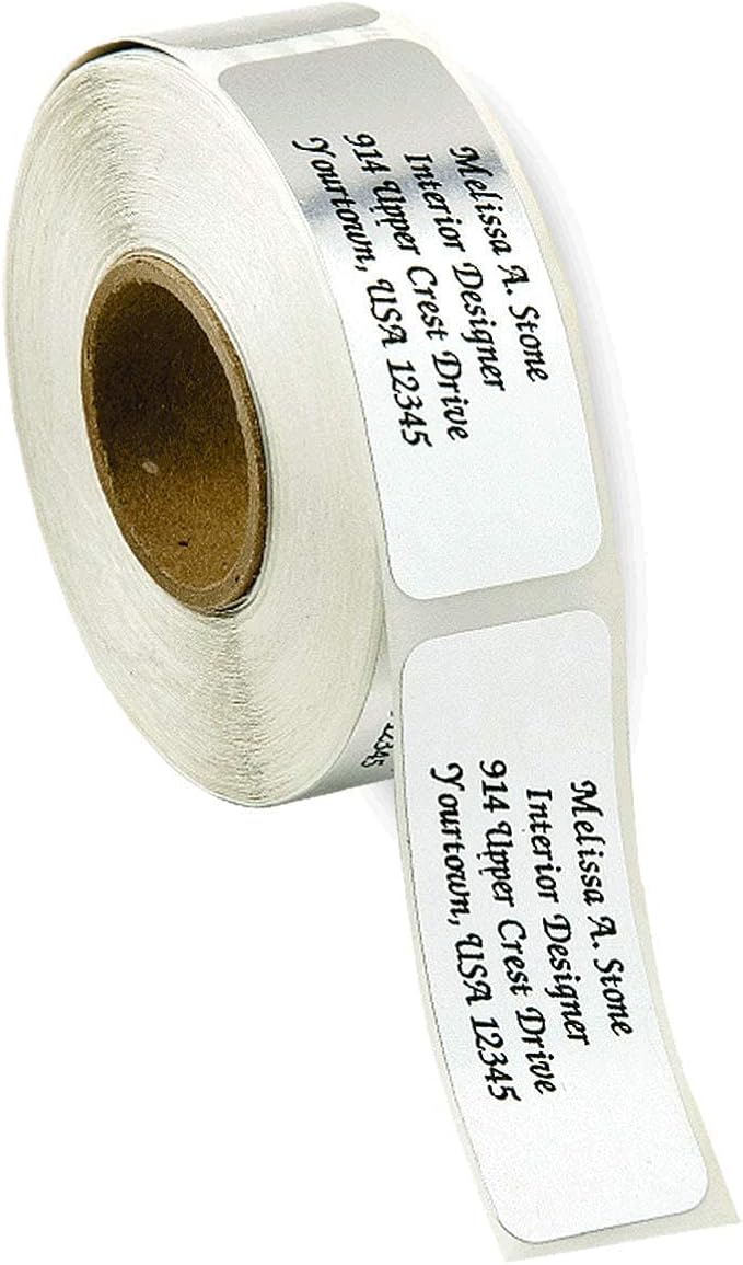 Personalized Return Address Labels, Roll of 500 Silver Foil Self-Adhesive Labels Without Dispenser, Customize with Name & Shipping Address, Colorful Images