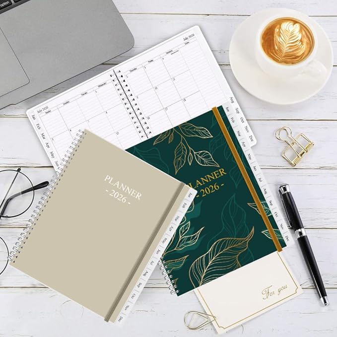 2026 Planner - Planner 2026 from January 2026 - December 2026, Monthly and Weekly Calender with 12 Tabs, 8.5" x 11", Green Leaf