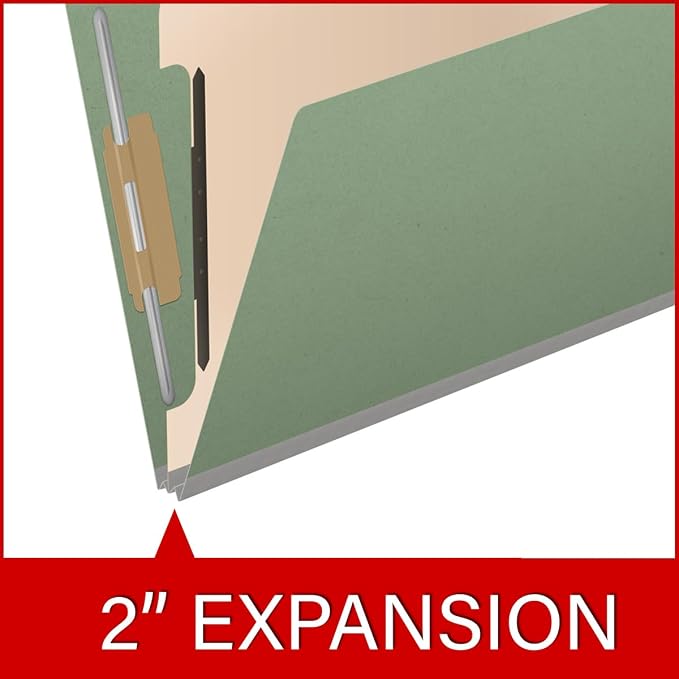 Pressboard Classification Folders, Full Cut End Tab, Letter Size, 1 Divider, Green (Box of 10)