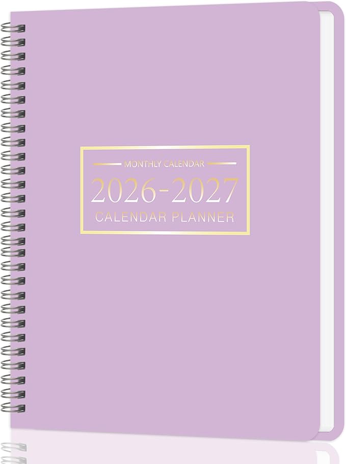 Monthly Planner 2026-2027, 2 year calendar 2026-2027 Calendar Book from Jan 2026 - Dec 2027 with Waterproof PVC Cover, 9'' x 11'', Organize Schedule for School, Office, Family,Purple