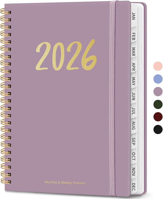 2026 Planner - Weekly and Monthly Planner, January 2026 to December 2026, Spiral Bound 2026 Calendar Planner Book, Inner Pocket, Perfect for Office Home School Supplies - A5 (6.3" x 8.5"), Purple