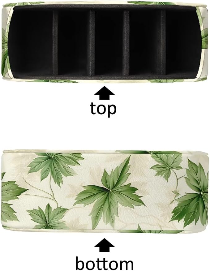 TV Remote Holder with 5 Compartments, Floral Print Office Desk - Nightstand - Couch Organizers/Bedside Table Accessory, Storage for Pens/Controllers/Media Players