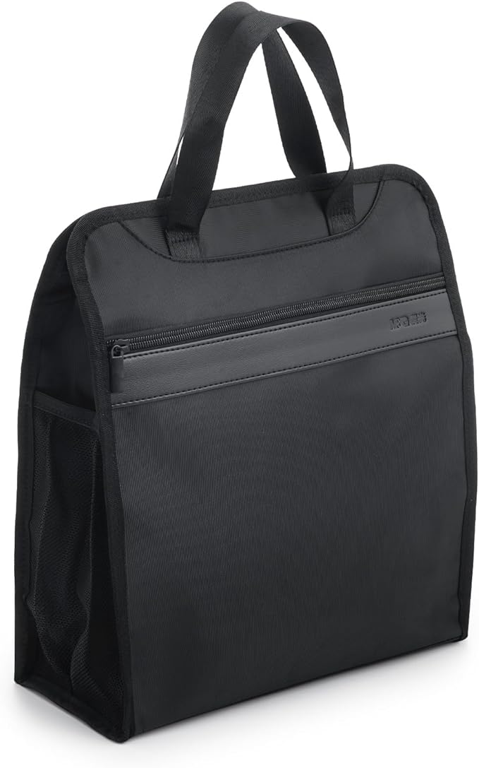 M&G Oxford Zipper Document File Bag, Vertical Double Layer Waterproof Document Tote Bag for Carrying Paper Documents, Books, Computer and Water Cup, 1 Pack (Black)
