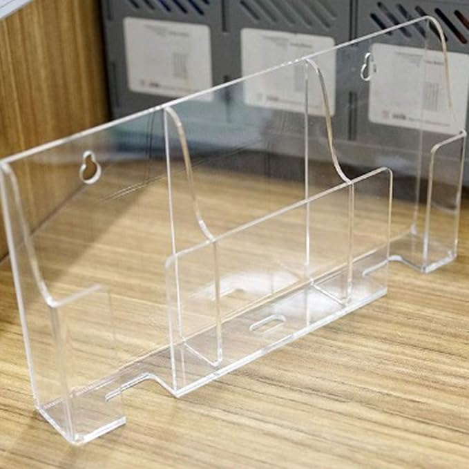 Media Organizer Storage Box Acrylic Transparent Wall Mount Mobile Phone Holder Remote Control (Three Grid)