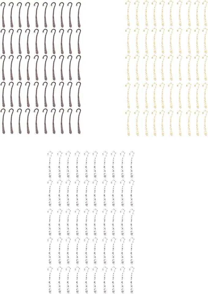 50Pcs Vintage Engraved Hook Bookmarks Metal Hook Bookmarks Reading Accessories for Book Lover Reader Teacher Student