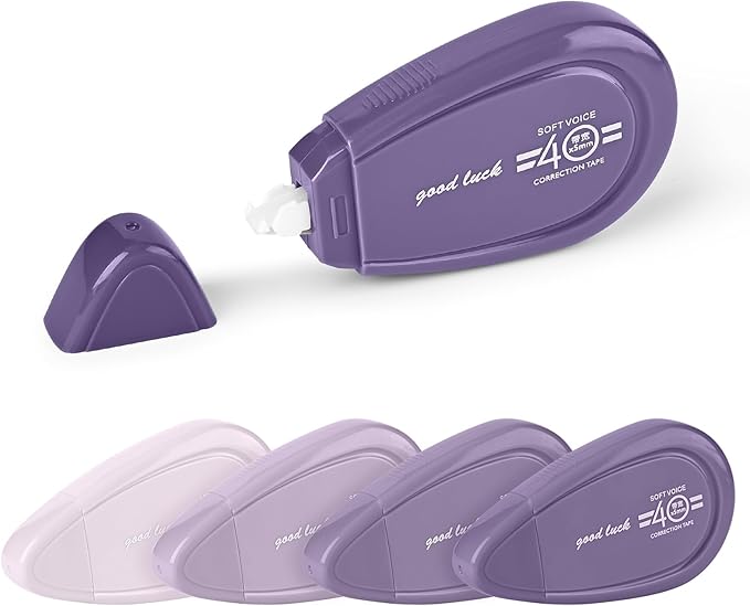 5pcs White Correction Out Tape, 32.81 Feet Cute Correction Tape for Instant Corrections, Easy to Use Applicator for Office and School Supplies (Purple)