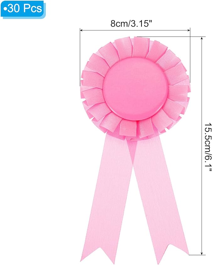 PATIKIL Blank Award Ribbon, 30 Pcs Prize Ribbon Award Medal Winner Ribbon Recognition Participation Ribbon for Competition, Sport Event and Party, Wedding, Pink
