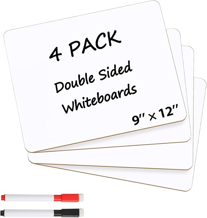 Dry Erase Whiteboard 4-Pack for Students and Educators, Class, Team Building, Game – Monthly, Weekly, and Daily Planners with 2 Markers
