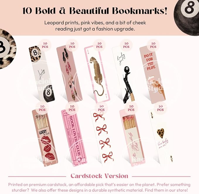 KACIOLA STUDIO 100PCS Bookmarks for Women, Sassy Theme Paper Bookmarks Bulk 6" x 2" Cute Book Marks for Reading Booklovers Students Schools Gifts (Sassy)