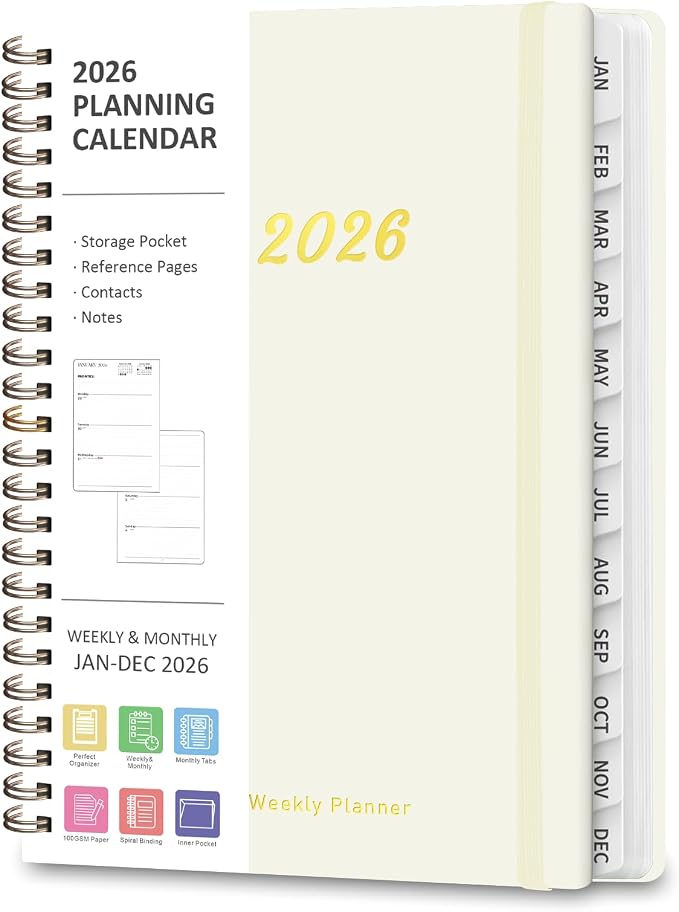 2026 Planner, Weekly and Monthly Calendar Planner Agenda, Jan 2026 - Dec 2026, Planning Academic Book, Office Desk Accessories and School Supplies - A5 (6.3'' x 8.5'')