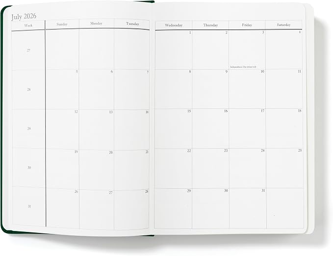 Wykeham's Executive 2026 Daily Journal Planner – US Public Holidays & Format – Customization Available (Personalized Racing Green, 8.5" x 5.5")