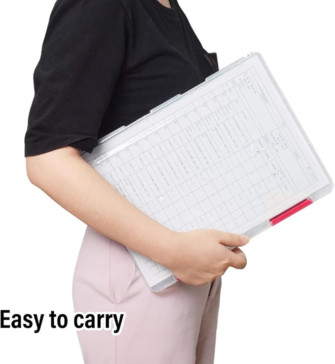 A4 Paper Holder Portable File Box Clear Plastic Document Case Waterproof Dustproof PP Storage Folder Magazine Filing Organizer Office/School Supplies