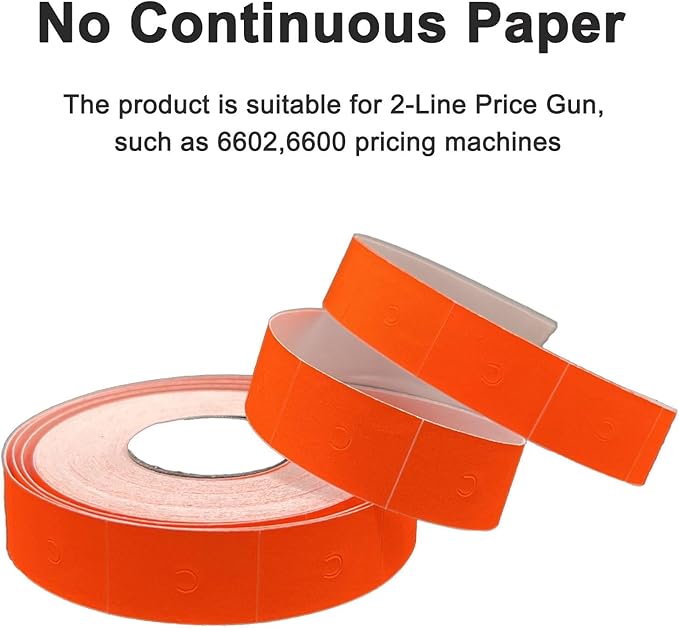 2-Line Price Labels: 20,000 Blank 10-Bit Pricing Tags for MX-6602, MX-6600, YH-689 & More Tag Guns (Orange Red)
