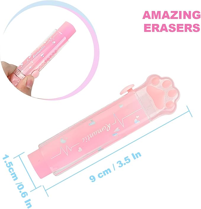 Retractable Pencil Eraser, Cute Erasers,Gradient Jelly Eraser,Suitable for School Home Office Supplies, 4Pcs (Eraser-ZHFL)