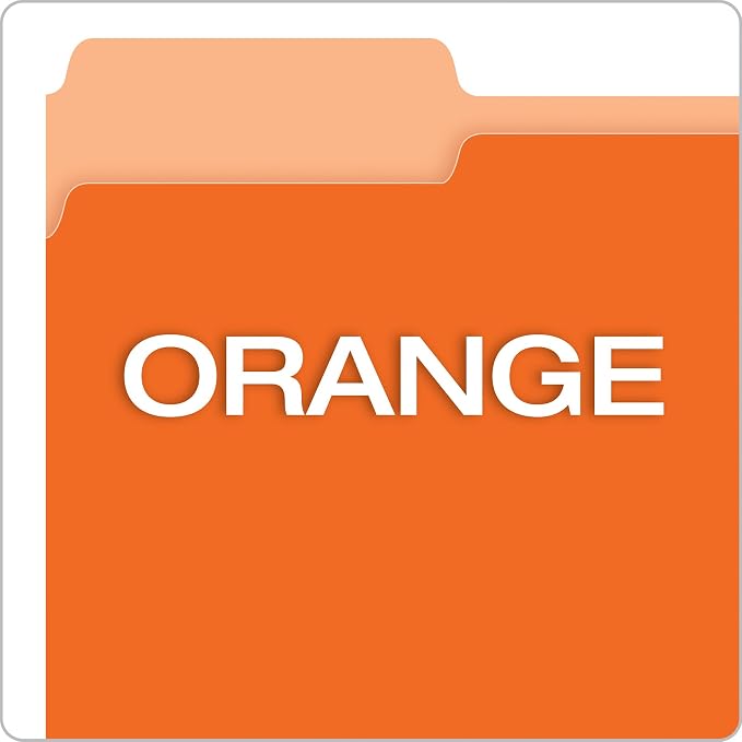 Pendaflex Colored File Folders, 100 Pack, Letter Size (8.5" x 11"), Durable Orange Folders, 3 Tabs for Easy Labeling, Colorful School, Office & Home Document Organization