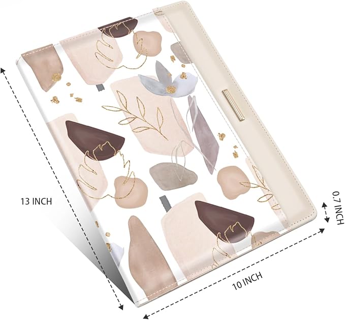 Padfolio/Resume Portfolio Folder for Women Men, WAVEYU Cute Chic Padfolio Cover Folder, Conference/Legal Document Organizer with Letter/A4 Size Clipboard, Document Sleeve, Gold