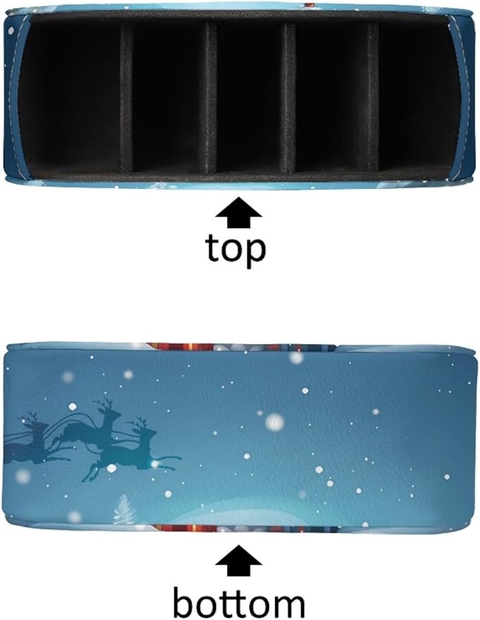 FUSURIRE Cute Snowman Storage Box for Remote Controls, PU Leather Remote Controllers Holder with 5 Compartments, Cosmetic Box Pen Pencil Organizer for Study Living Room Bedrrom Bathroom