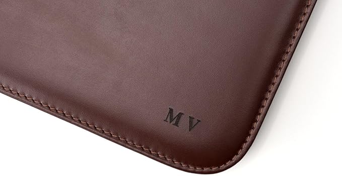 Personalized Maruse Leather Portfolio Padfolio - Executive Folio for Men and Women with Zipper, Folio Document Organizer, Laptop Sleeve, iPad Case and Folder - Made in Italy, Monogram Brown