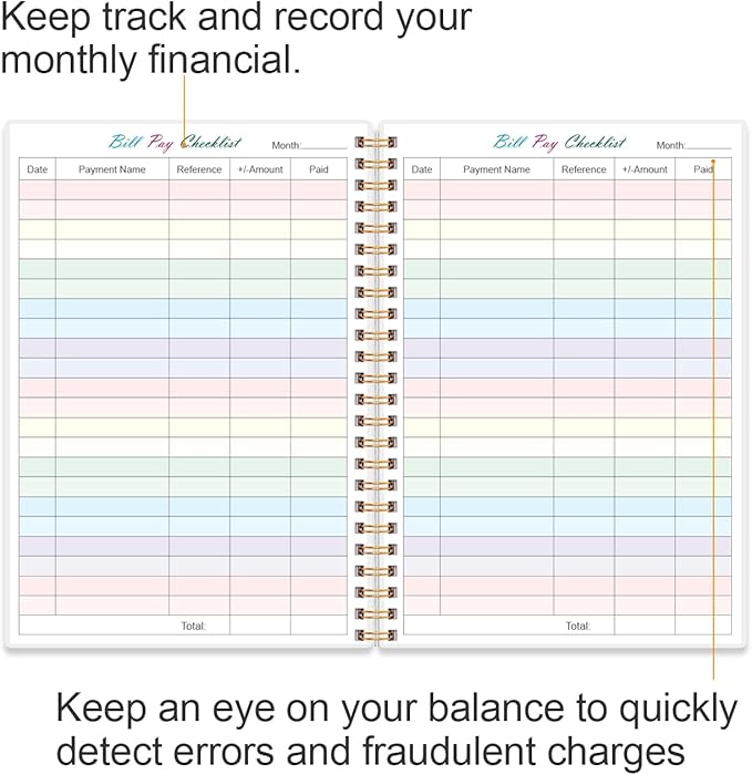 Bill Payment Checklist - Monthly Bill Organizer & Planner for Personal Budgeting Financial, Bill Payment Tracker Notebook, 5.8" x 8.5", Black Flowers