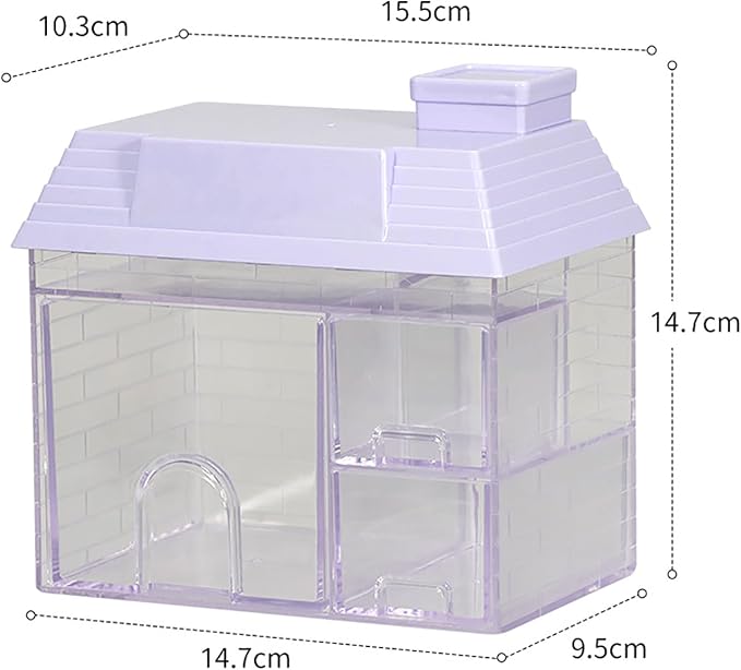 Desk Organizer with Drawers, 3 Drawers Storage Organizer, Creative House Shaped Desktop Storage Drawers Stationary Organizer for Home Dormitory Office (Purple)