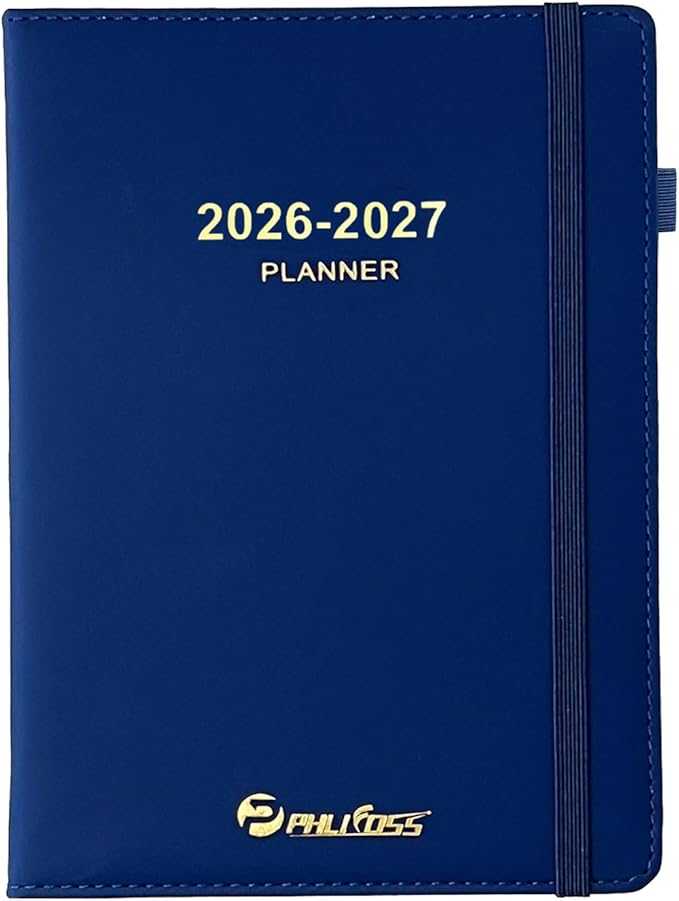 Daily Planner 2026-2027, Academic Calendar(July 2026 - June 2027) - One Page Per Day, Daily Monthly Agenda, 5.7" x 8.3" Appointment Book with Hourly Schedule and Monthly Tabs (Navy Blue)