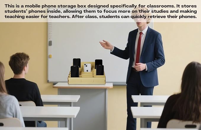 HengTianMei Classroom Cell Phone Holder, 24 Grid Cell phone Storage Box for Student Management, Wooden Calculator Organizer Caddy for School Office（24 Grid）