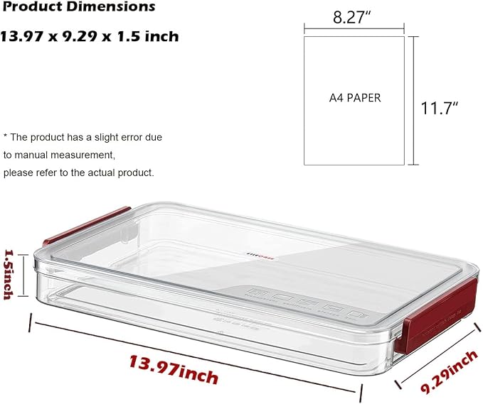 2 Pack Document Storage Clear Plastic Storage Boxes with Lids Stackable Storage Bins Paper Storage Box Containers for Organizing A4 File Paper, Document, Photo, Scrapbook