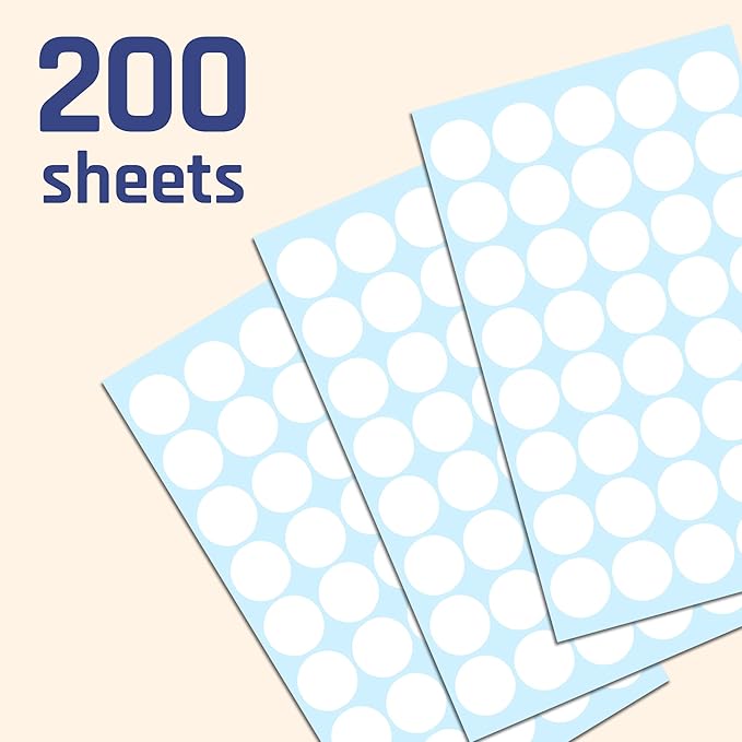 TownStix 8000 Pack, 3/4" Round Dot Stickers Circle Labels - White