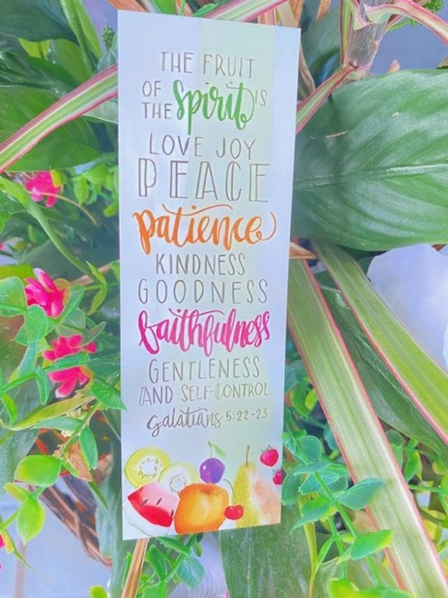50 Count The Fruit of The Spirit Bookmarks for Men, Women, Kids. 2" x 6" with A Glossy Finish. Thick Cardstock. A Nice Religious Bookmark for Church Or Sunday School. Mother's Day, Galations 5:22-23