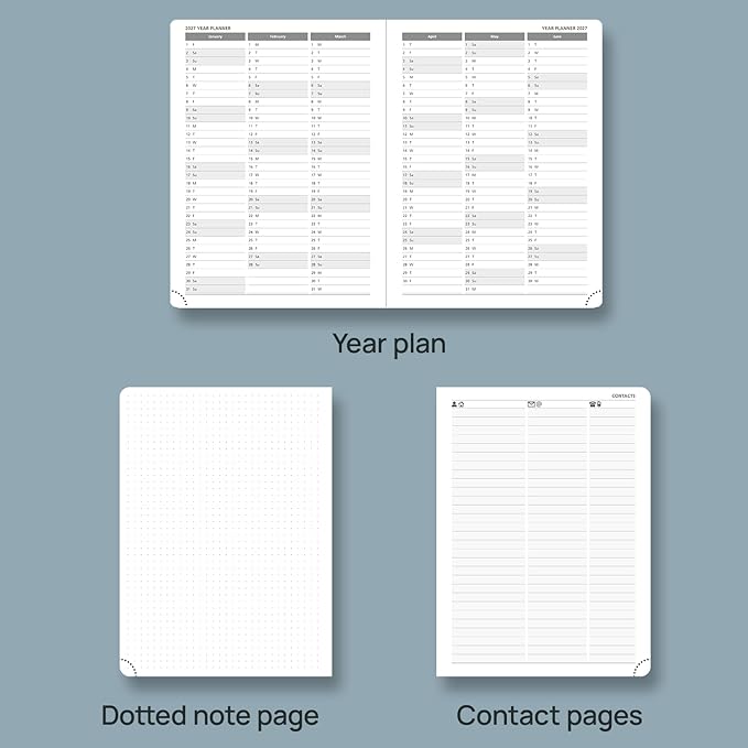 POPRUN Weekly Planner 2026 (Medium 6.5" x 8.5") Calendar 12 Months Notebook with Horizontal Layout, Leather Soft Cover, Monthly Tabs, Inner Pocket, 100GSM Thick Paper, Pen Holder - Lilac