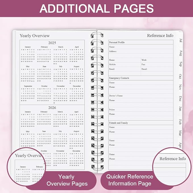 2026 Pocket Planner/Calendar - January 2026 - December 2026, A6 Weekly & Monthly Organizer Notebook & Journal to Track Goals, Easy to Organize Your Daily Life, 3.75" x 6.75", Pink