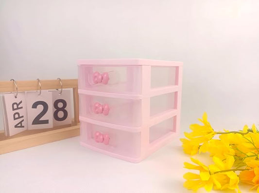 Girls Cute Lovely Color Storage Box Desktop Organizer Bathroom Bedroom Jewelry Storage Box For Storing Small Items (3 layers)