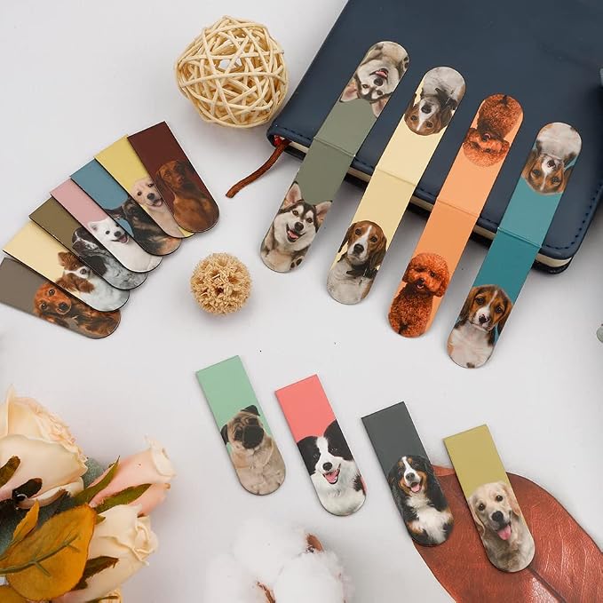 Magnetic Bookmarks - 15PCS Cute Magnet Bookmark Clips for Women, Men, Kids & Teachers - Pet Dogs Design